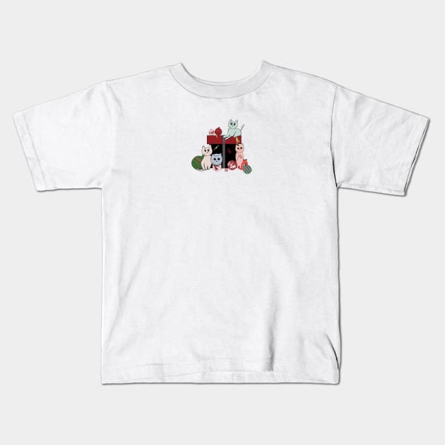 Gift box with cute cats and christmas decorative ball Kids T-Shirt by GULSENGUNEL